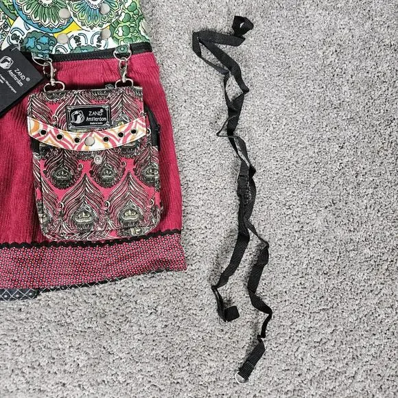 Zand Amsterdam Mini Skirt Womens OS Maroon Corduroy Reversible W Purse Boho - Picture 8 of 14